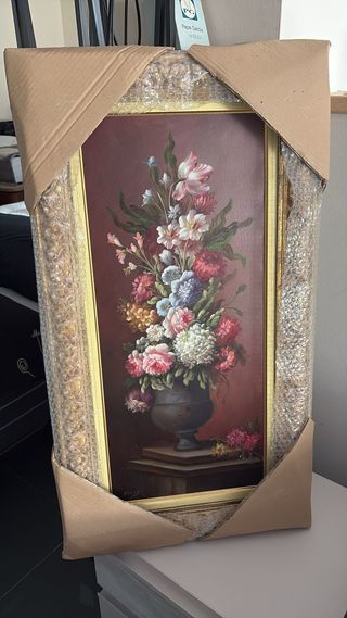 Cuadro Flores Decorativo Dorado