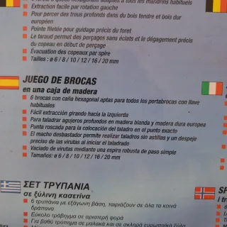 Lote: sierra, escuadra y brocas helicoidal madera