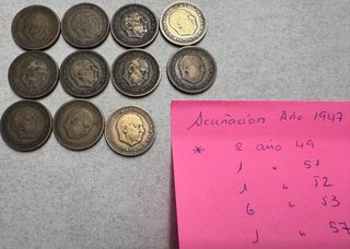 Lote 11 monedas 1 peseta Franco