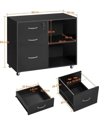 Mueble Organizador Negro con Ruedas
