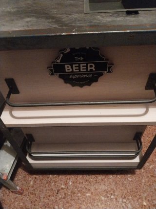 Mueble Bar Coctelera Madera Metal Piedra