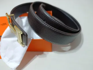 Cinturón Hermès Marrón Oscuro Hebilla Dorada