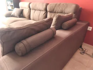 Sofá chaise longue marrón tela color chocolate
