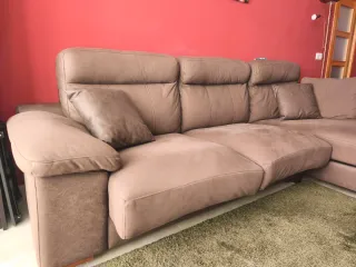 Sofá chaise longue marrón tela color chocolate