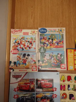 Lote 5 Puzzles Disney y Cars Madera