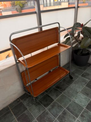 Mesita camarera madera y metal