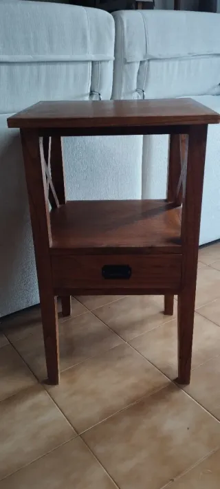 Mesa auxiliar madera cerezo 76x45x40cm