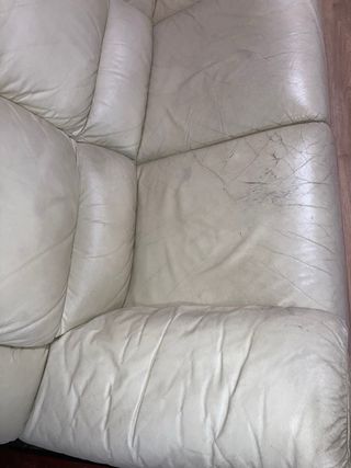 Sofá de 3 plazas en piel beige
