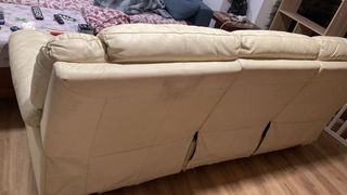 Sofá de 3 plazas en piel beige