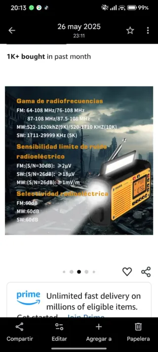 Radio de emergencia XHDATA D-608WB