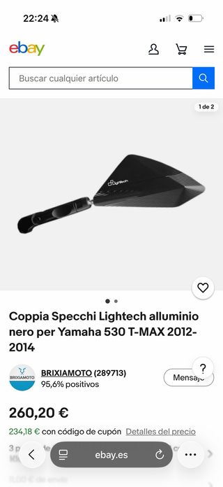Espejos Lightech Yamaha T-MAX 530 Negro