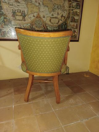 Sillón vintage tela y madera