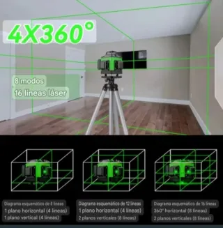 Nivel Láser 4D 16 Líneas Trípode  Accesorios