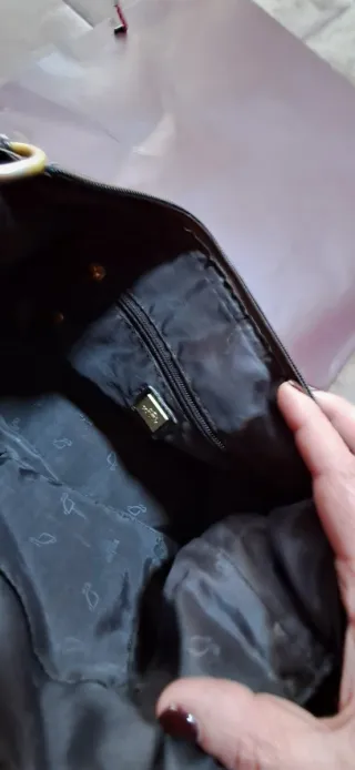 Borsa tote effetto coccodrillo marrone, zip.