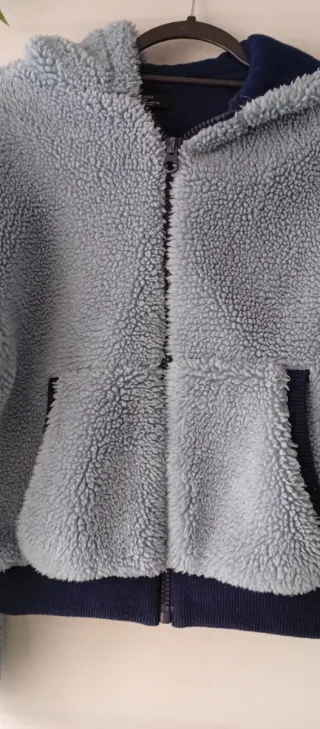 Abrigo corto borreguito azul/gris