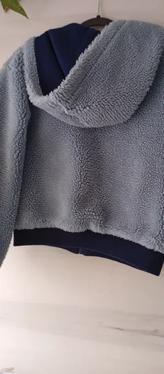 Abrigo corto borreguito azul/gris