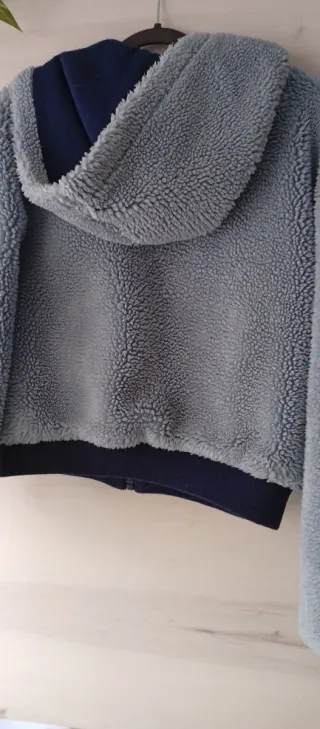 Abrigo corto borreguito azul/gris