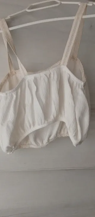 Top tirantes encaje beige/blanco