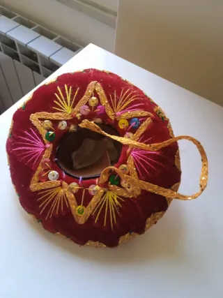 Mini Sombrero Messicano Velluto Bordeaux/Oro 16cm