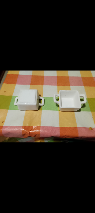 2 Mini Cuencos Porcelana Blanco diseño minimalista