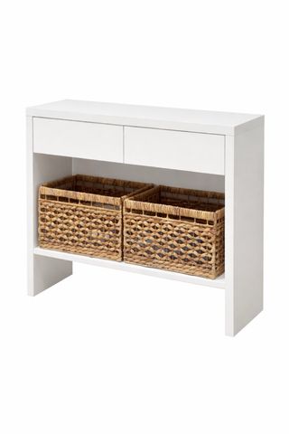 Mueble de entrada blanco.