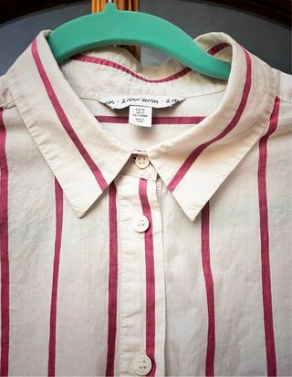 Vestido camisero rayas blanco y rojo