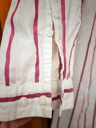 Vestido camisero rayas blanco y rojo