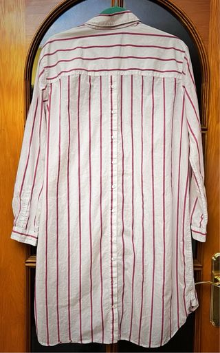 Vestido camisero rayas blanco y rojo