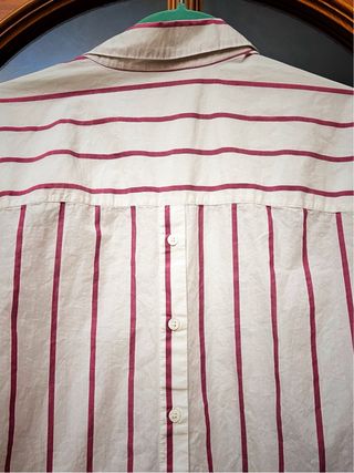 Vestido camisero rayas blanco y rojo