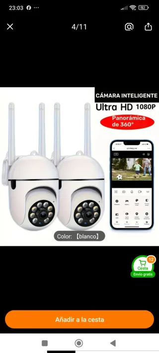 Cámara Vigilancia WiFi 2.4G Blanca