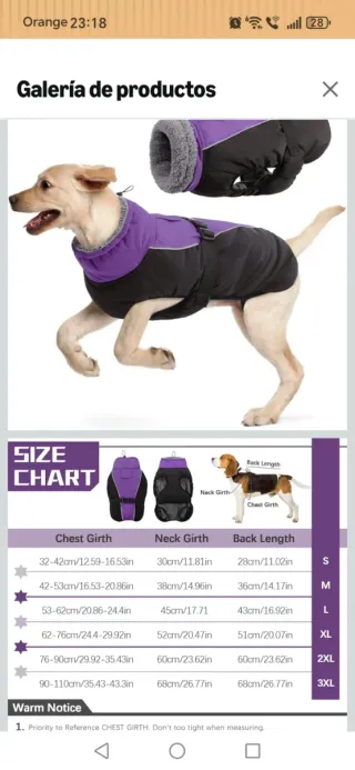 Chaqueta Perro Impermeable Cálida