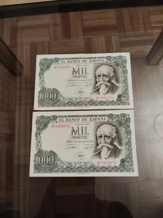 Lote 10 Billetes 1000 Pesetas 1971 - Serie Correla