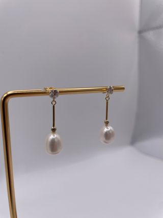 Pendientes Oro 18K Perlas y Circonitas