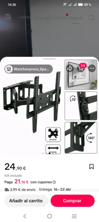 Soporte TV VESA 26-55 Negro