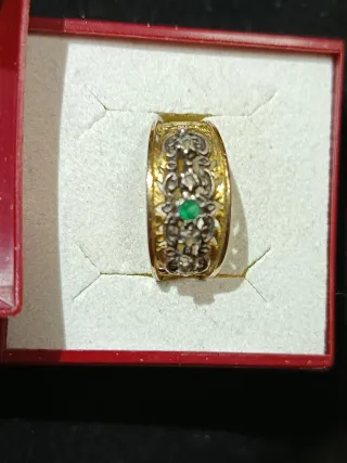 Anillo Plata Dorada 925 con Incrustaciones