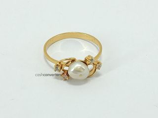 anillo oro 18k con piedra con circonita,perla