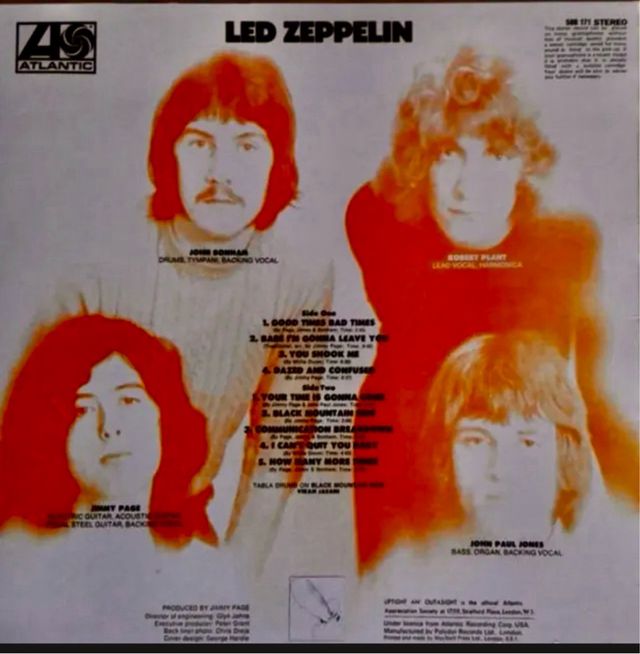 Vinilo Led Zeppelin uno Atlantic Records azul turq
