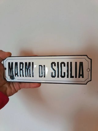 Targa smaltata vintage Marmi di Sicilia