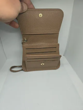 Portafoglio donna marrone con fiocco oro