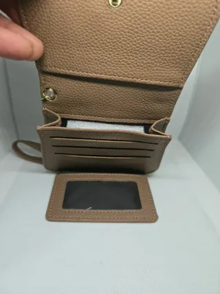 Portafoglio donna marrone con fiocco oro