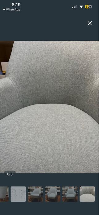 Sillón tela gris-verde patas de madera Kenay Home