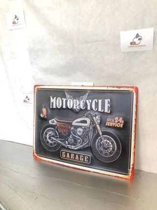 Targa vintage moto Motorcycle Garage metallo