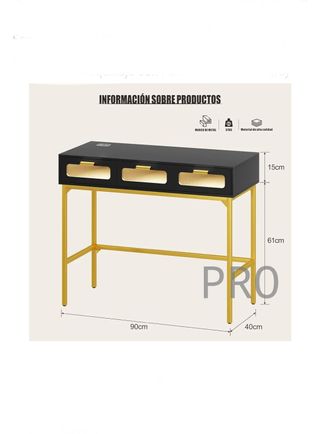 Tocador de Maquillaje sin Espejo, Tocador Escritorio con 3 Cajones 90 CM