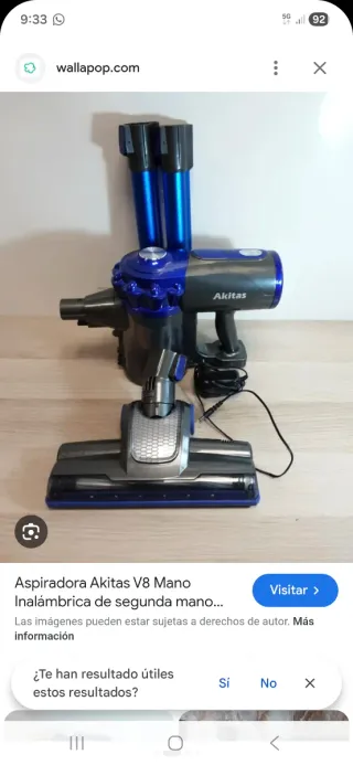 Aspiradora Escoba Azul y Negra