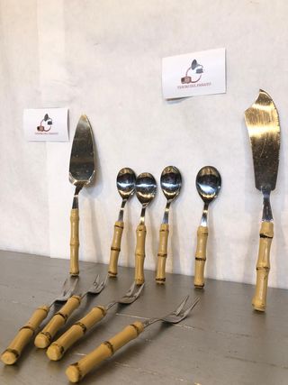 Set posate vintage manico bamboo