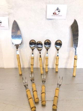 Set posate vintage manico bamboo