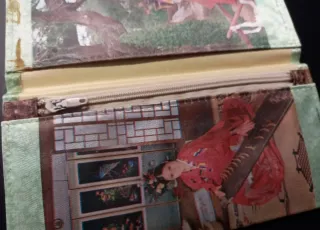 Cartera vintage coreana escenas tradicionales 70s