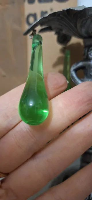 Lampada artigianale putto vetro verde
