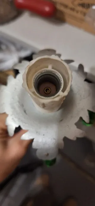 Lampada artigianale putto vetro verde