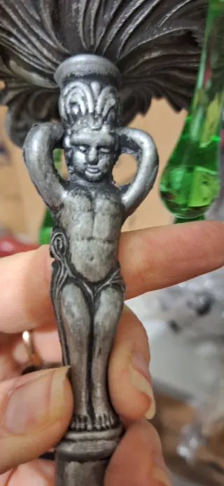 Lampada artigianale putto vetro verde